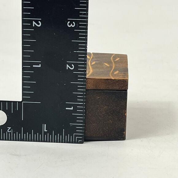 Safari Trinket Boxes Lot of 5 Vtg Hand Carved Wood Floral Vine Tribal Decor Leaf - Picture 11 of 11